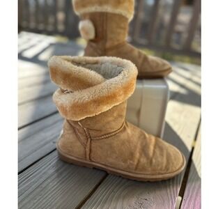 Lamo Suede Boots Tan Suede Leather‎ Faux Fur Woman's 11